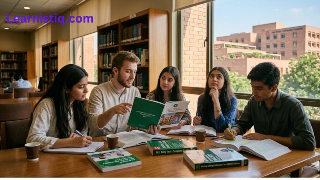 alt="Medical students studying at Aga Khan University Hospital Karachi - AKU MBBS programs and campus life"