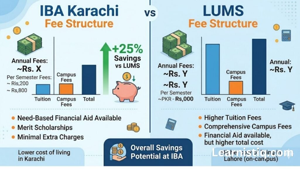 IBA Karachi vs LUMS Fee Comparison 2026 - Complete Cost Breakdown
