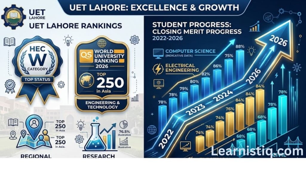 UET Lahore ranking progress and closing merits comparison 2022 to 2026