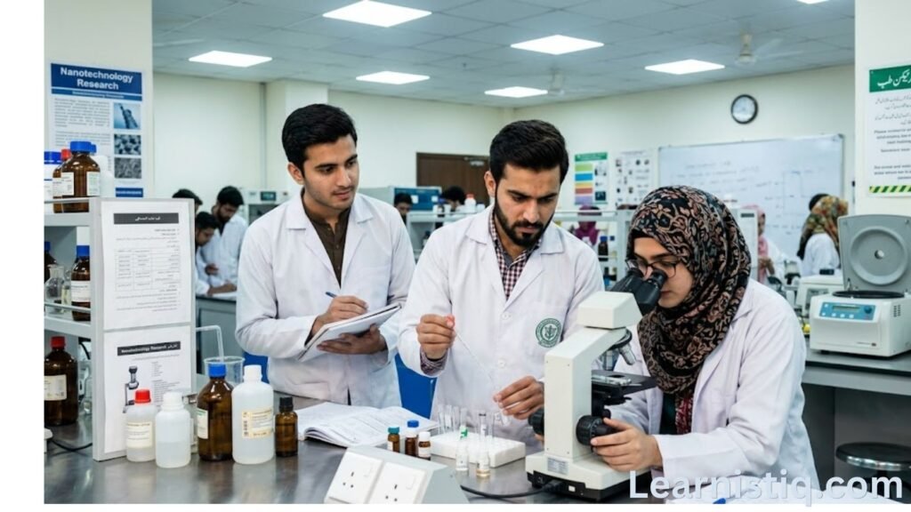 GCUF students working in science laboratory during practical session