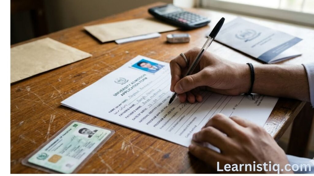 Pakistani student filling out GC University Faisalabad online admission form for 2026 
intake