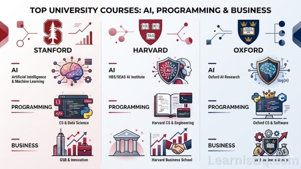 Stanford vs Harvard vs Oxford free online courses comparison 2026