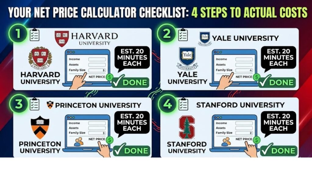 Income-based net price comparison table for Columbia University Harvard Princeton and Yale 202